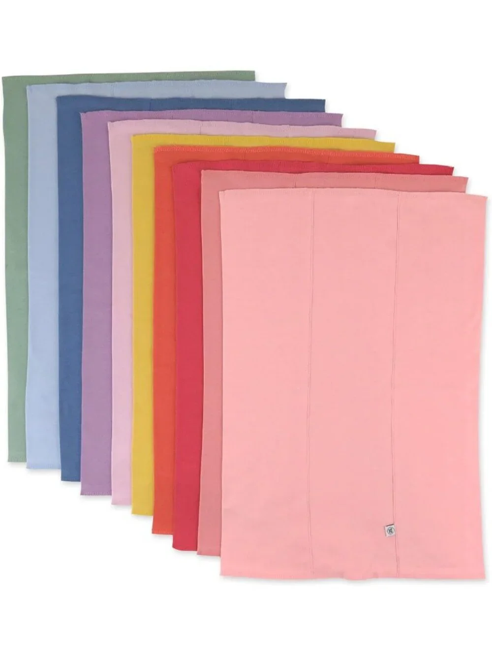 Organic Cotton Baby Burp Cloths, 10-Pack Rainbow Gems, Soft & Absorbent, One